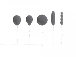 White Helium Balloons Set 5 foil gift balloon shapes 3D Model
