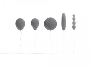 White Helium Balloons Set 5 foil gift balloon shapes 3D Model