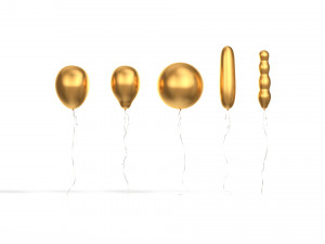 Gold Helium Balloons Set 5 foil gift balloon shapes Modèle 3D