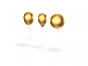 Gold Helium Balloons Set 5 foil gift balloon shapes 3D 模型