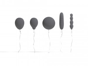Gold Helium Balloons Set 5 foil gift balloon shapes 3D 模型
