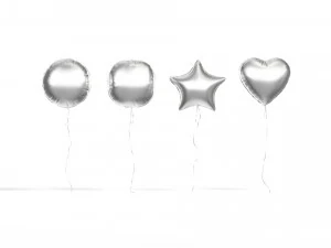 Silbernes Heliumballon-Set mit 4 Folien-Geschenkballonformen 3D Modell