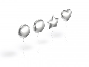 Silver Helium Balloons Set 4 foil gift balloon shapes Modèle 3D