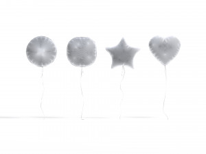 Silver Helium Balloons Set 4 foil gift balloon shapes Modèle 3D