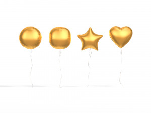 Palloncini dorati a forma di stella legati alla confezione regalo Modello  3D $49 - .3ds .blend .c4d .fbx .max .ma .lxo .obj - Free3D