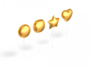 Gold Helium Balloons Set 4 foil gift balloon shapes 3D Model