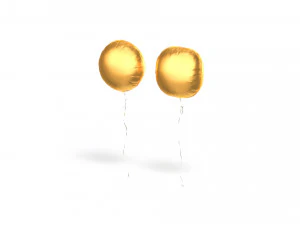 Gold Helium Balloons Set 4 foil gift balloon shapes 3D Model