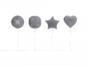 Gold Helium Balloons Set 4 foil gift balloon shapes 3D 模型