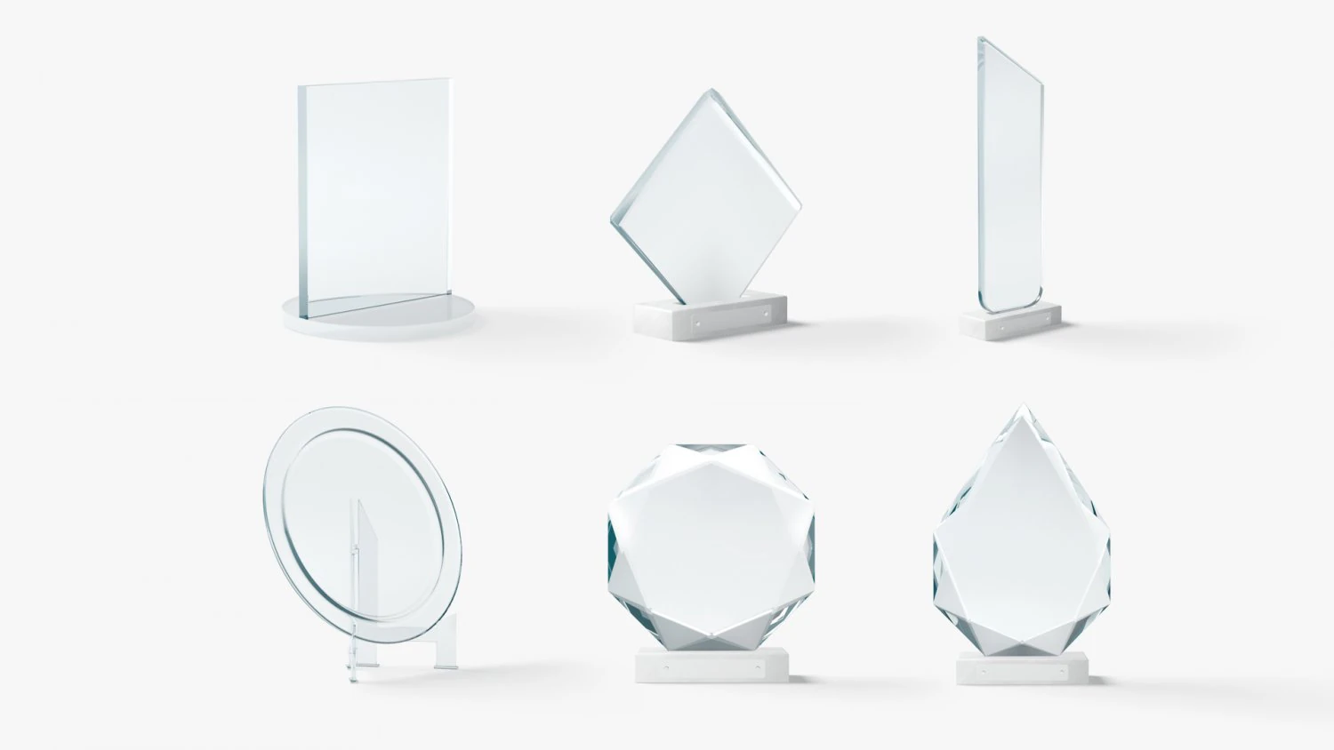 Glass Award Trophy Shapes - crystal plaque trophies set 3D Model .c4d .max .obj .3ds .fbx .stl .blend 