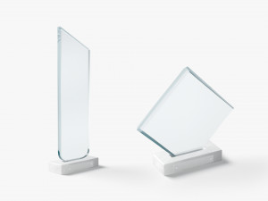 Glass Award Trophy Shapes - crystal plaque trophies set 3D 모델