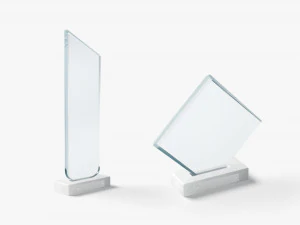 Glass Award Trophy Shapes - crystal plaque trophies set 3D Model