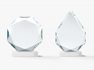 Glass Award Trophy Shapes - crystal plaque trophies set 3D 모델