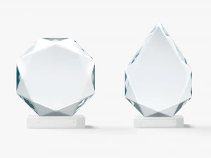 Glass Award Trophy Shapes - crystal plaque trophies set 3D Model