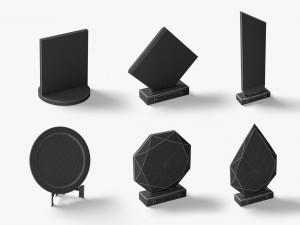 Glass Award Trophy Shapes - crystal plaque trophies set 3D 모델