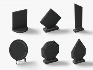 Glass Award Trophy Shapes - crystal plaque trophies set 3D Model