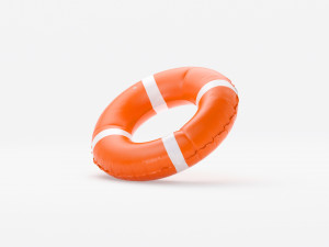 Inflatable Swim Ring - orange round lifebuoy 3D Model