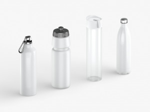 Water Sport Bottle - aluminum and plastic botle set 3D Model