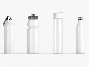 Water Sport Bottle - aluminum and plastic botle set 3D Model