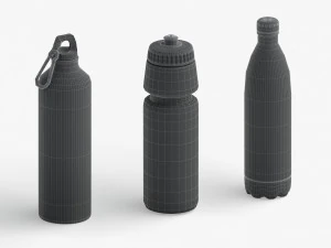 Water Sport Bottle - aluminum and plastic botle set 3D Model