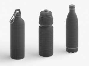 Water Sport Bottle - aluminum and plastic botle set Modello 3D