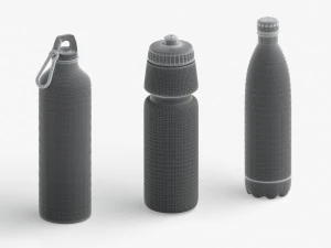 Water Sport Bottle - aluminum and plastic botle set 3D Model