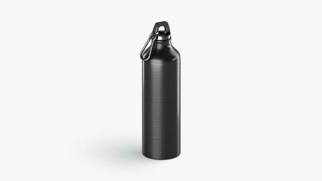 Black Aluminum Sport Bottle - metal water botle with carabiner 3D मॉडल .c4d .max .obj .3ds .fbx .stl .blend 