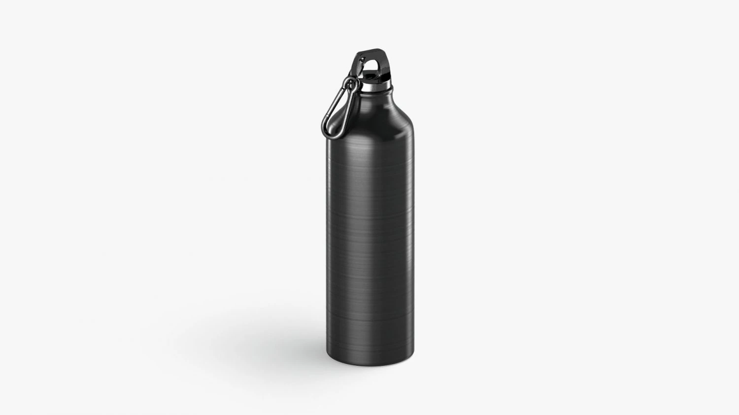 Black Aluminum Sport Bottle - metal water botle with carabiner 3D Model .c4d .max .obj .3ds .fbx .stl .blend 