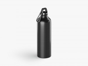 Black Aluminum Sport Bottle - metal water botle with carabiner 3D Model