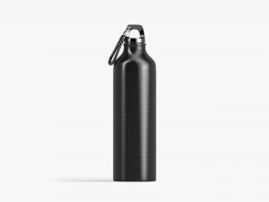 Black Aluminum Sport Bottle - metal water botle with carabiner 3D Model
