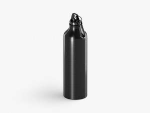 Black Aluminum Sport Bottle - metal water botle with carabiner 3D मॉडल