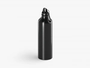 Black Aluminum Sport Bottle - metal water botle with carabiner 3D Model