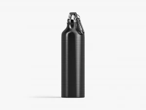 Black Aluminum Sport Bottle - metal water botle with carabiner 3D Model
