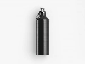 Black Aluminum Sport Bottle - metal water botle with carabiner 3D Model