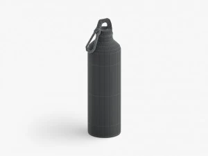 Black Aluminum Sport Bottle - metal water botle with carabiner 3D Model