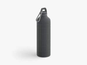 Black Aluminum Sport Bottle - metal water botle with carabiner 3D Model