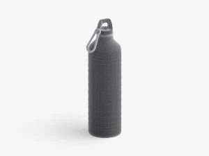 Black Aluminum Sport Bottle - metal water botle with carabiner 3D Model