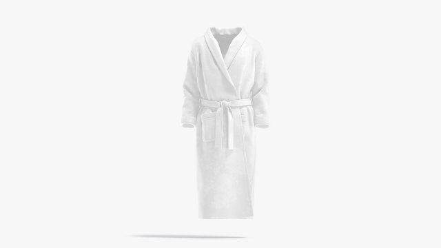 White Hotel Bathrobe - fabric spa bath robe Modelo 3D .c4d .max .obj .3ds .fbx .stl .blend 