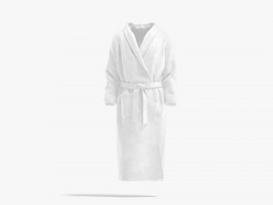 White Hotel Bathrobe - fabric spa bath robe 3D Model