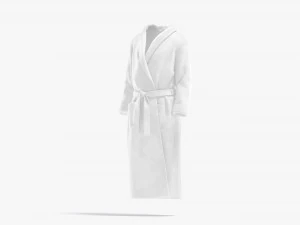 White Hotel Bathrobe - fabric spa bath robe 3D Model