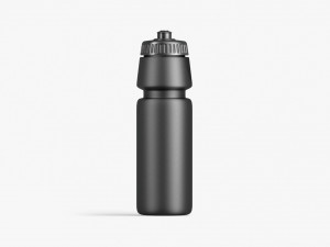 Black Plastic Sport Bottle - water botle with cap 3D Model