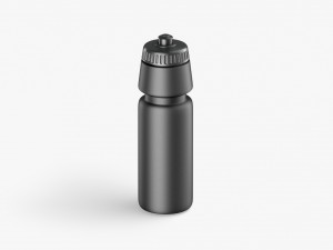 Black Plastic Sport Bottle - water botle with cap 3Dモデル
