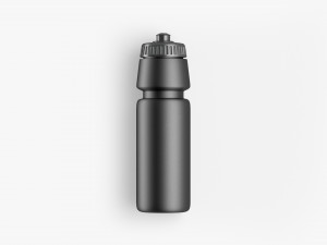 Black Plastic Sport Bottle - water botle with cap 3Dモデル