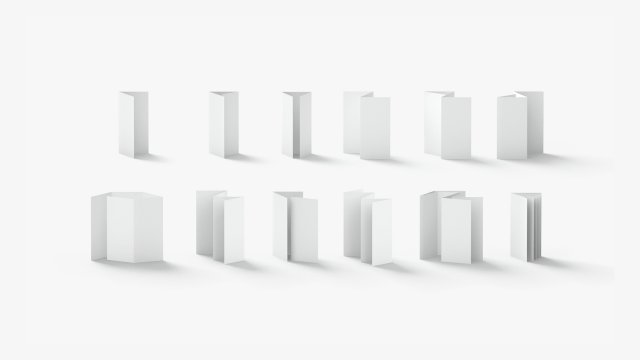White 12 Flyers and Booklets Set - fold leaflet brochure 3D 모델 .c4d .max .obj .3ds .fbx .stl .blend 