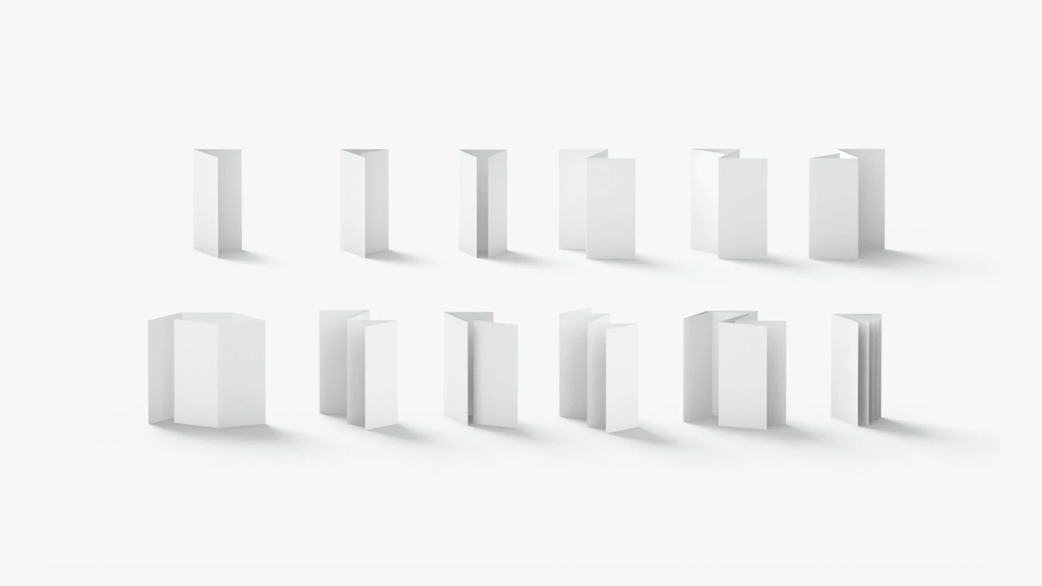 White 12 Flyers and Booklets Set - fold leaflet brochure 3D Model .c4d .max .obj .3ds .fbx .stl .blend 
