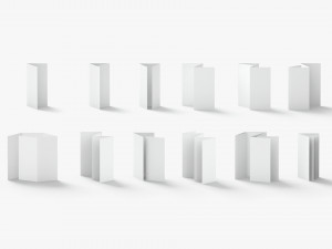 White 12 Flyers and Booklets Set - fold leaflet brochure 3Dモデル