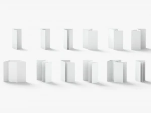 Witte set met 12 flyers en boekjes - vouwbrochure 3D Model