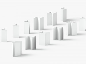 White 12 Flyers and Booklets Set - fold leaflet brochure 3D 모델