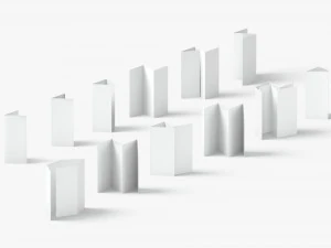 White 12 Flyers and Booklets Set - fold leaflet brochure 3D Model