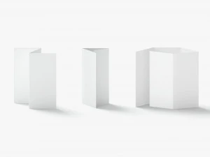 White 12 Flyers and Booklets Set - fold leaflet brochure 3D Model