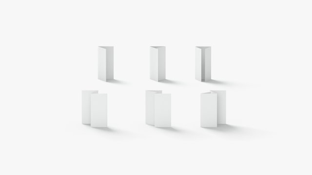 White 6 Flyers and Booklets Set - fold leaflet brochure stand Model 3D .c4d .max .obj .3ds .fbx .stl .blend 